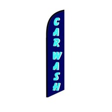 Car Wash Blue Swooper Flutter Feather Flag  3ft W x 11.5ft Tall