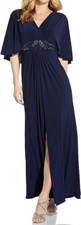 Adrianna Papell Womens Jersey Bead Cape Gown Midnight Size 2