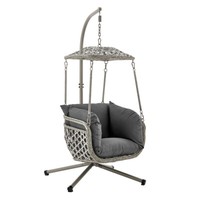 Garden Hanging Egg Swing Chair Rattan Effect Relaxing Patio Hammock w/ Cushions