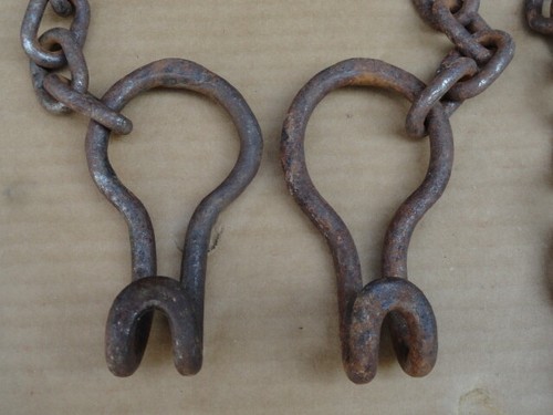 Trace Chains Matched Pair Vtg Blacksmith Made Horse Drawn Wiffle Tree Logging - Picture 3 of 11