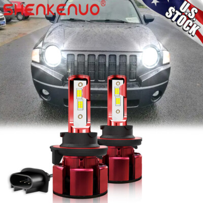 LED For Jeep COMPASS 2007-2010 Headlight Kit H13 6000K White Bulbs