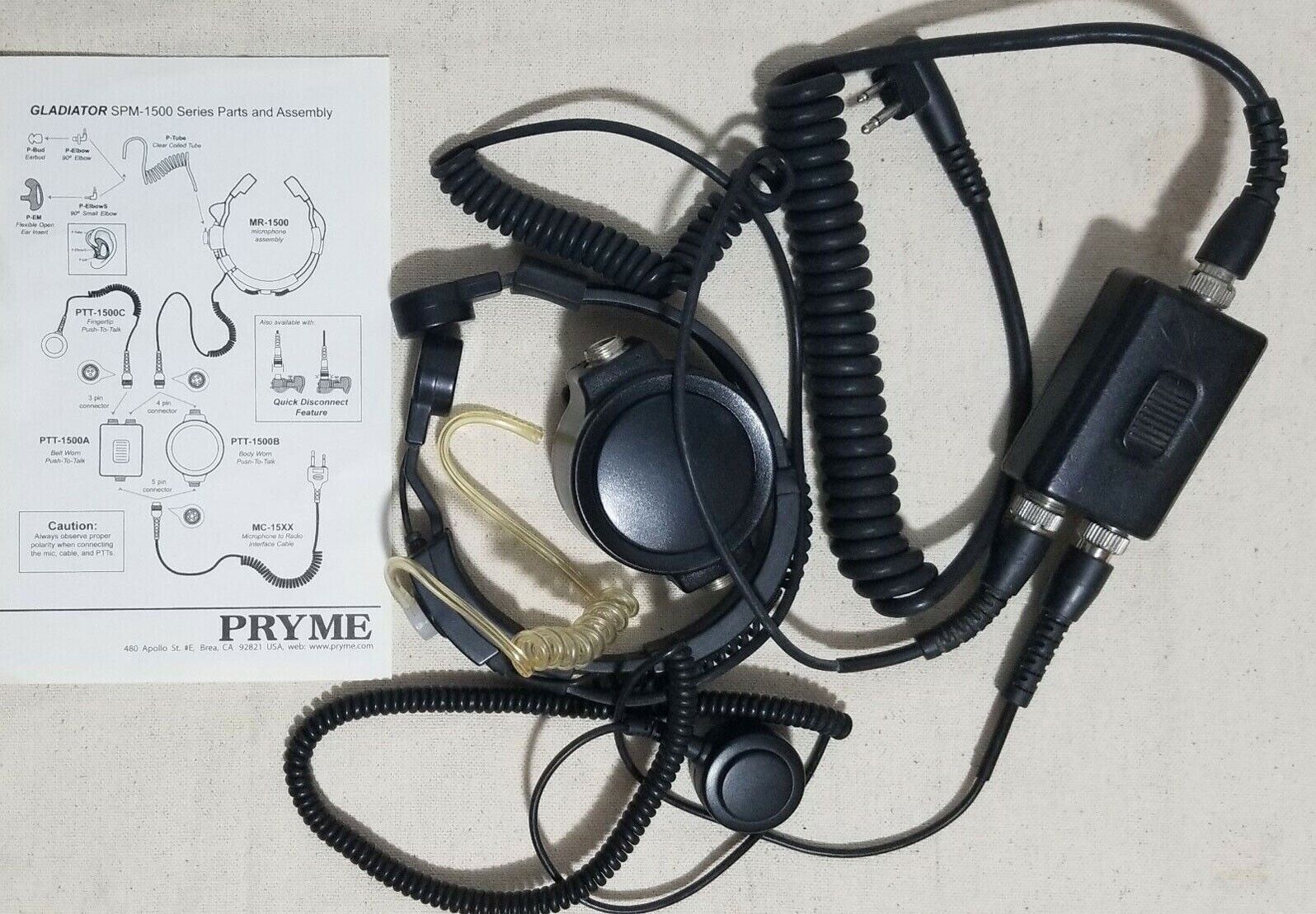 Pryme Gladiator Throat Mic SPM1503 For Motorola Model SPM-1503