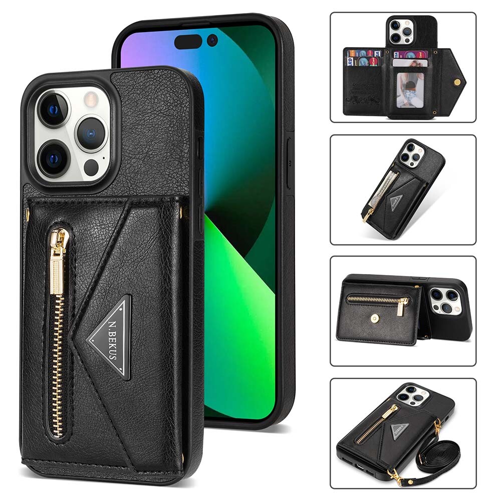 Women Crossbody Strap Wallet Case Fr iPhone 15 14 13 12 Pro Max XR Leather Cover