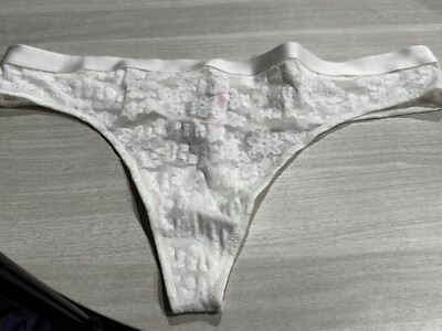 PINK Victoria's Secret Wear Everywhere Lace Thong Panty white