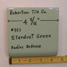 1 pc. Radius Bullnose: Stardust Green Glossy Ceramic Tile by Robertson 4-5/16"