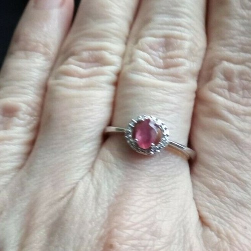 100% GENUINE MALAGASY RUBY RING WITH WHITE TOPAZ IN STERLING SILVER 0.46CTS. - Picture 8 of 11