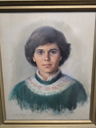 JOANETTE EGELI PAINTING vintage pastel portrait of girl 1979 maryland artist - Picture 6 of 24
