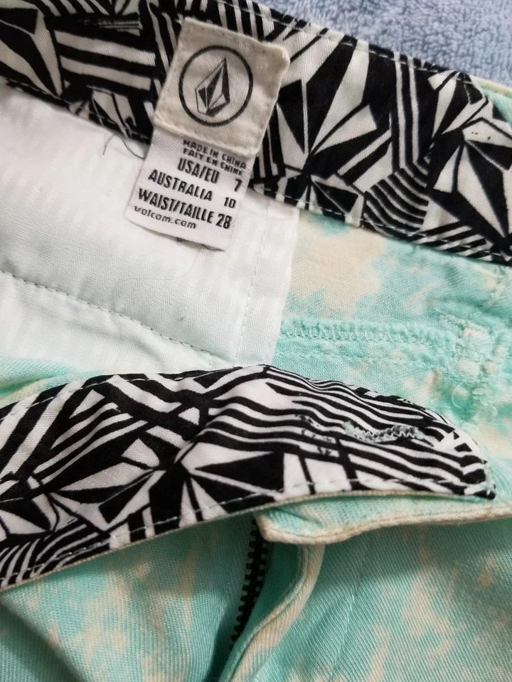 Pantalones cortos para mujer Jrs Volcom azul/crema talla 7 entrepierna 2 (inventario w22) Foto 3 de 3