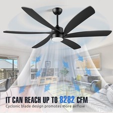 64in Outdoor Ceiling Fan with Light Remote Dimmable LED 6 Speed Modern DC Fan