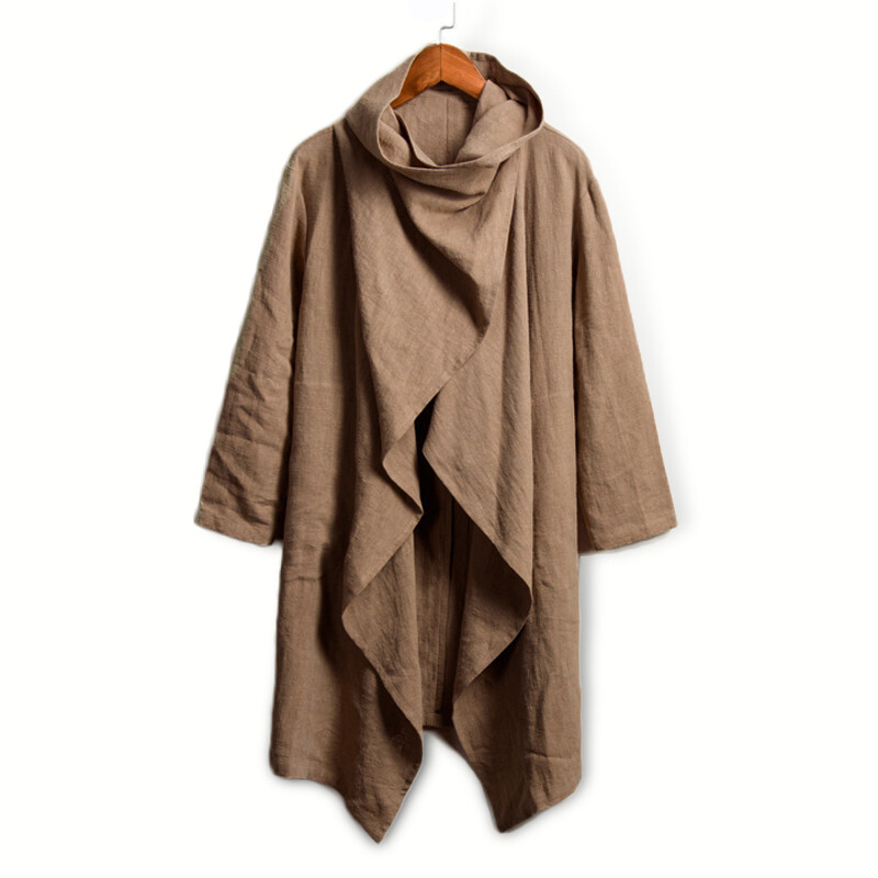 Men Open Front Drape Cape Coat Cotton Linen Cloak Jackets Shawl