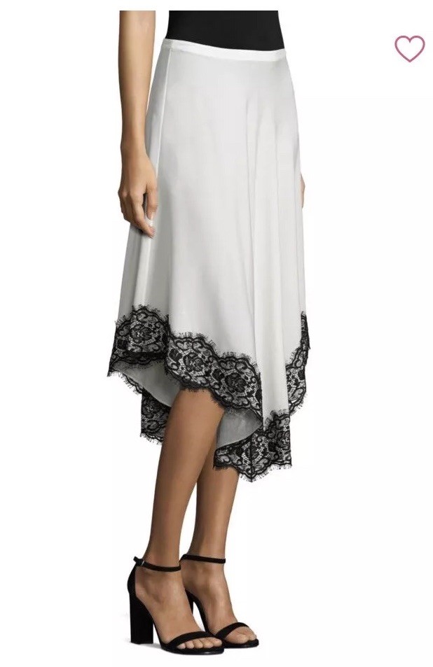 $897 NWT Derek Lam White Silk Lace Handkerchief Skirt | eBay