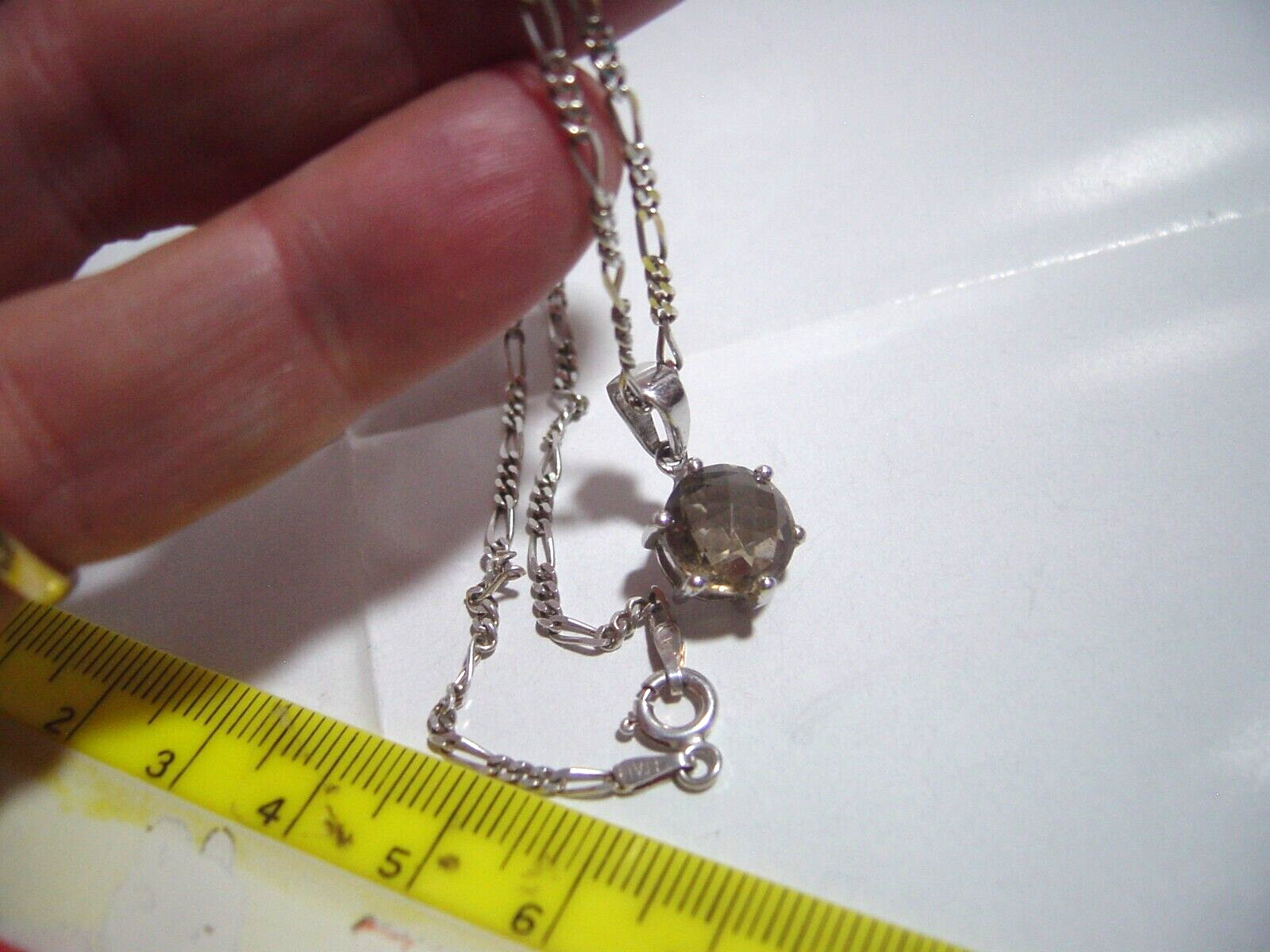 Solid Silver 16" figaro Chain & superb checkerboa… - image 7