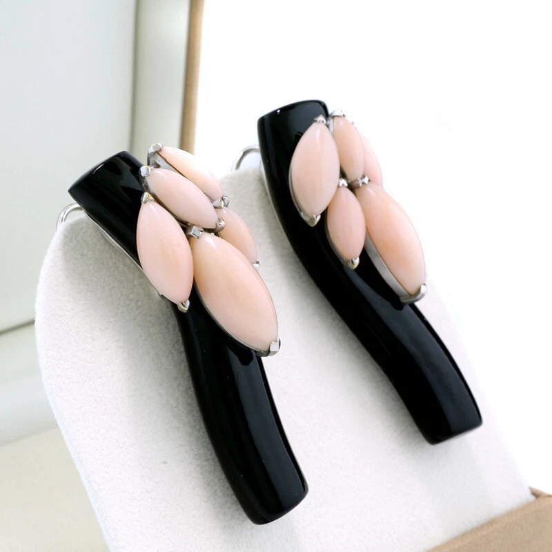 Ohrhänger Koralle Engelshaut und schwarz 750-Platin Günter Krauss Stuttgart