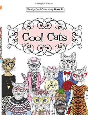 really cool cats adult colouring book creative anti stress relaxing art  therapy  ebay