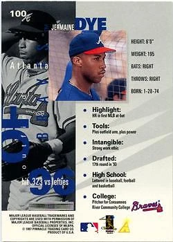 1997 Pinnacle Inside #100 Jermaine Dye - Image 2 of 2