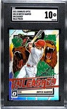 2021 Donruss Optic UNL10 Bryce Harper UNLEASHED HOLO SILVER PRIZM SGC 10 GEM