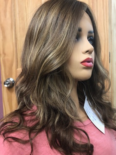 Malky European Sheitel multidirektionale gewellte hellbraune Highlights - Bild 5 von 12