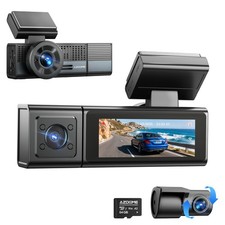 AZDOME 3 Channel 4K Dash Camera Wi-Fi 24H Parking Mode Night Vision 64GB SD Card