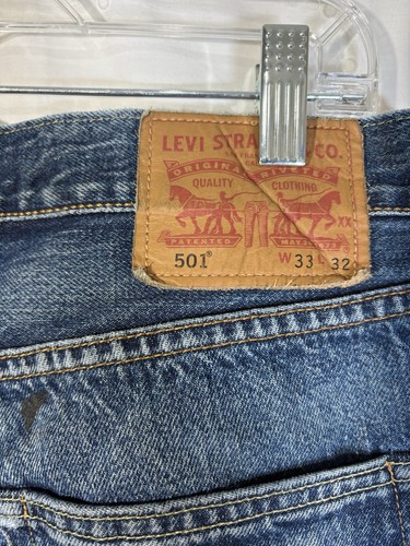 Vintage Levis 501 Jeans Herren 33x32 Button Fly Distressed Medium Wash Made In USA - Bild 3 von 9