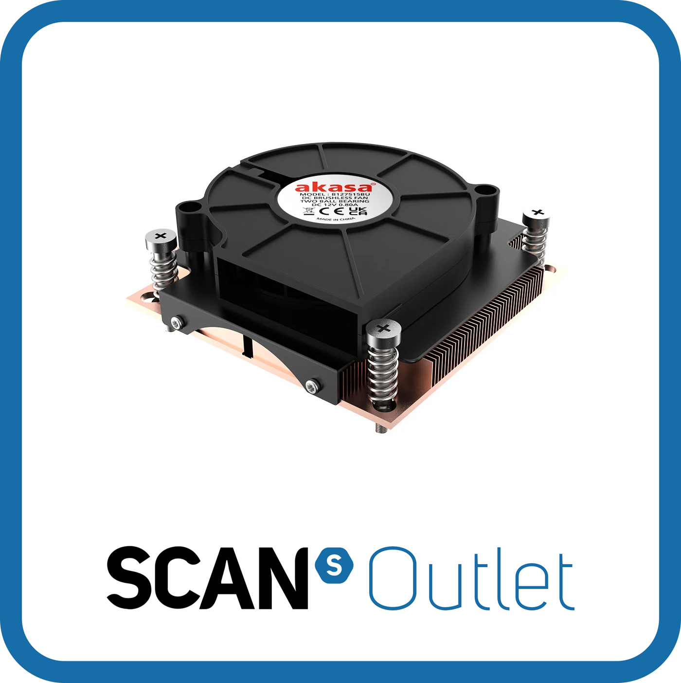 Akasa Low Profile CPU Cooler Fan, AK-CC7401BP01,  Intel LGA 775/115X/1200/1700