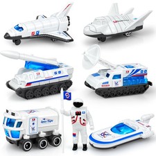 Tcvents 7Pcs Diecast Space Toys Astronaut Figure 164 Scale Rocket Ship Explore