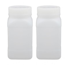 2pcs 250ml HDPE Plastic Container Wide Mouth Bottle White w Thicker Cover