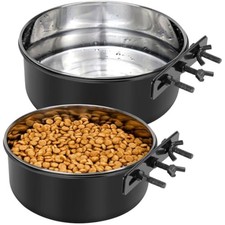 Dog Crate Water Bowl No Spill 2 Pack,Stainless Steel Dog Bowls for Food and