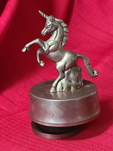 Brass Unicorn Figurine Music Box, Works - Picture 2 of 7