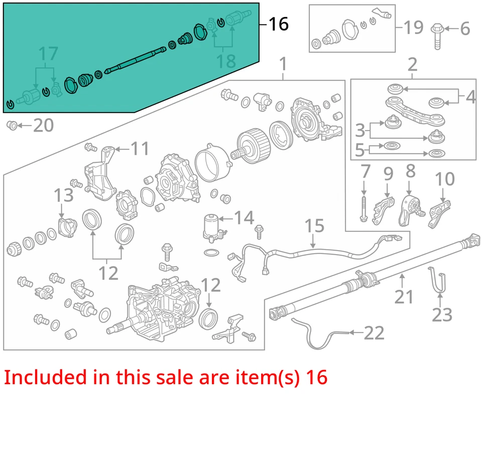Honda Cr-V 2015-2016 eje eje conductor delantero CV C/V J4WAS Foto 3 de 4