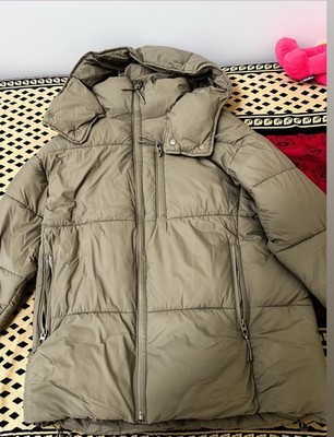 ZARA Oversized Puffer Jacket Beige/Taupe Unisex Hooded Winter Coat Size S