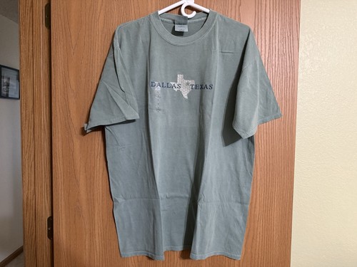 Dallas Texas Vintage Gray Green Washed Look Mens T Shirt XL - Picture 2 of 7