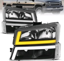 Pair Front Headlights Assembly For 2003-2006 Chevy Avalanche Silverado 1500 2500