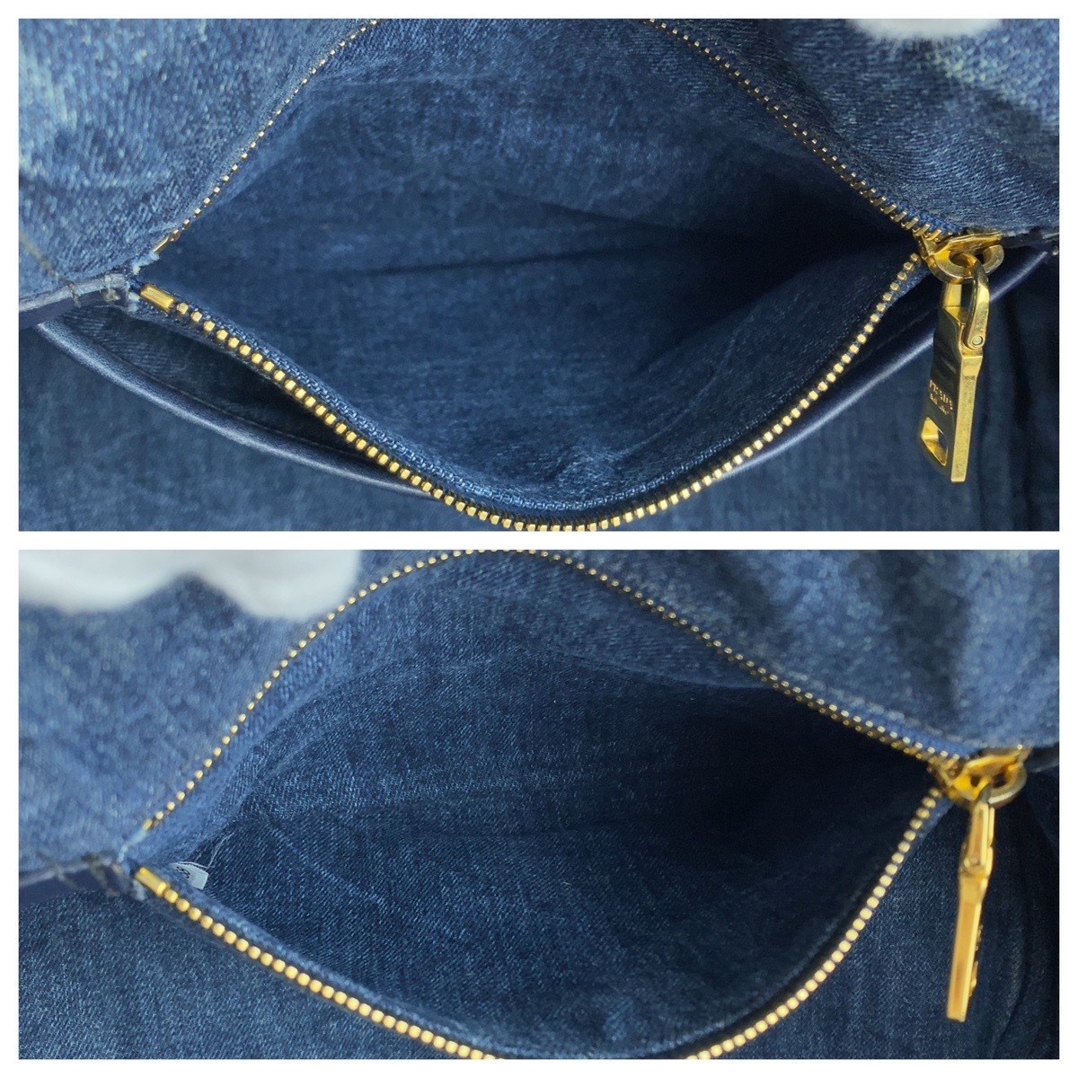 PRADA CANAPA Triangle Logo Plate Blue Gold Hardware Canvas Tote Bag Handbag Ladi thumbnail 9