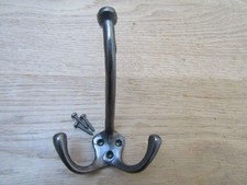 Cast iron Rustic hat & coat hook triple hook vintage old English Victorian retro
