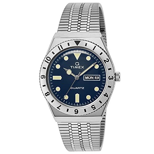 TIMEX Q TW2V18300 Watch Blue Dial Quartz Movement 38MM Silver