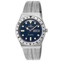 Timex Q TW2V18300 Uhr Blaues Zifferblatt Quarzwerk 38MM Silber