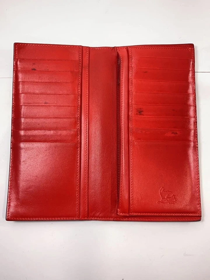 Christian Louboutin Bi-fold Long Wallet Black Red Authentic Purse Studs Emblem - Image 4 of 4