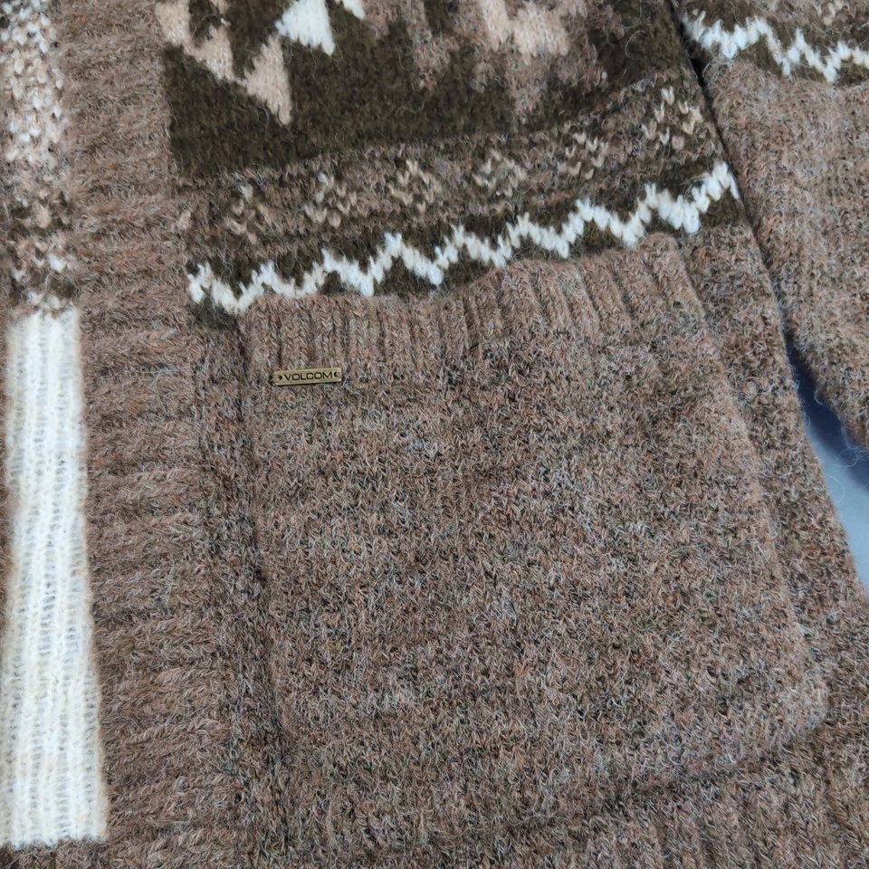 Volcom Aw Peow Open Cardigan knit Womens Extra Small Brown Hazelnut Wool Blend - Image 4 of 4