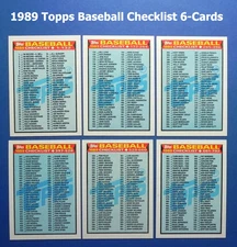 1989 Topps Baseball 6-Card Checklist Lot _ Several Available