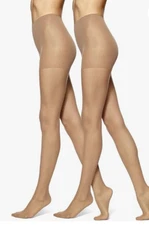 No Nonsense womens Control Top Pantyhose With Sheer Toe SIZE A  Tan - 2 Pair Pac