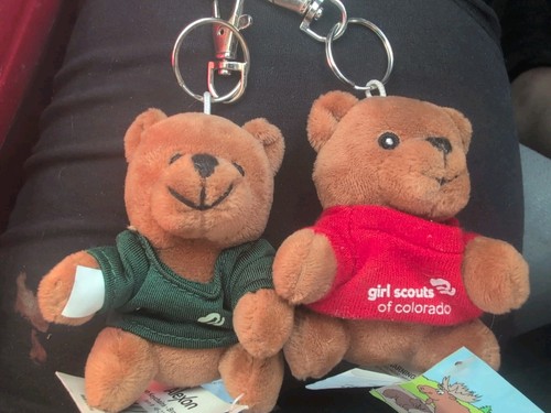 2- Girl Scouts Of Colorado Bear Plush Keychains - Picture 1 of 2