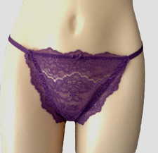 VICTORIA'S SECRET DREAM ANGELS MINI STRING BIKINI PANTY PURPLE LACE M CD240