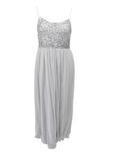 Adrianna Papell Women's Sequined Tulle Gown 12, Bridal Silver 