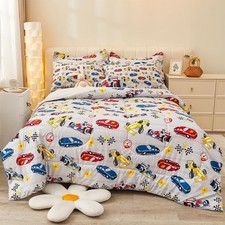 Full Size Comforter Sets for Boys , 8 Pieces Bed in a Bag Racing Car Bedding ...