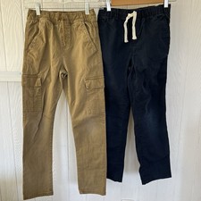Cat and Jack Boys Pants Size 12 Khaki and Blue Elastic Waist Straight Leg