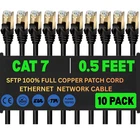 Cat7 SFTP Ethernet Patch Cord 0.5Ft – 100% Pure Copper LAN Cable, Double Shielde