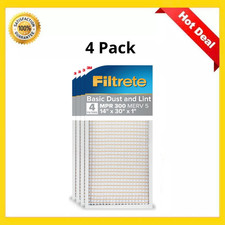 4 Pack Filtrete 14x30x1 HVAC Furnace Air Filter, MPR 300 MERV 5, Dust Lint