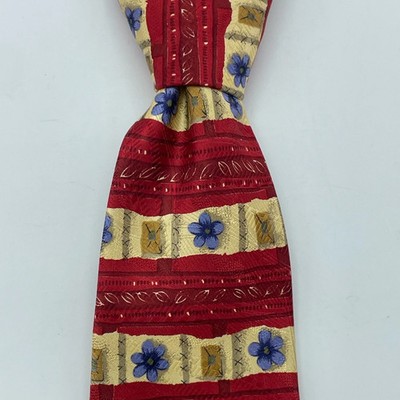 ROBERT TALBOTT Best Of Class Silk Tie Mens Red Floral Geometric USA 3.75x58