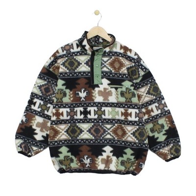 Vintage Snap T Fleecepullover Herren Größe S Mehrfarbig Abstrakt Oversized