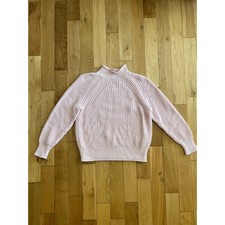 J. Crew Roll Neck Knit Light Pink Sweater Fisherman Ribbed 100 Cotton Womens M